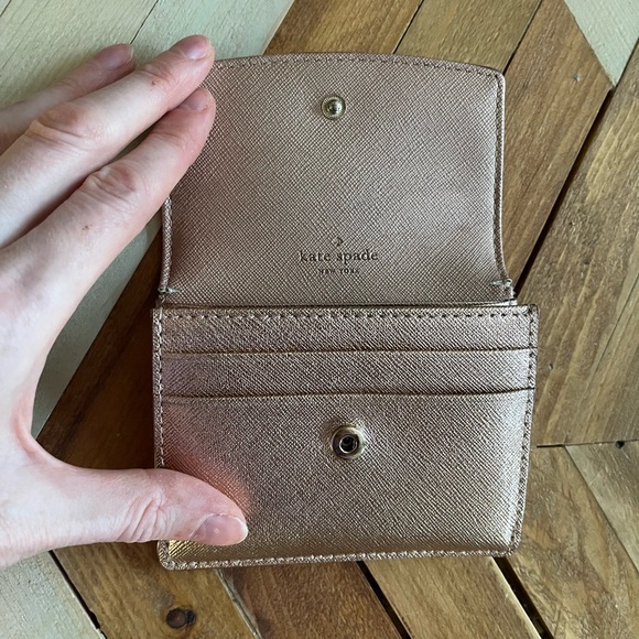 Small Shiny Pink/Champagne Kate Spade Wallet - Picture 3 of 5